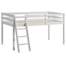 High Sleeper Bed Cabin Loft Bed Solid Wood Frame Childrens Kids Single 3FT White