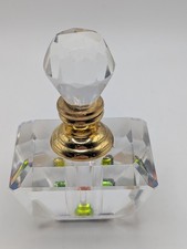 Vintage small crystal cut glass iridescent perfume bottle