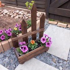 Wooden Picket Fence Planters Rectangular Garden Patio Doorstep boxes