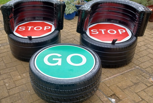 Upcycled tyre furniture - upcycled,