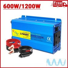 600W 1200W DC 12V to AC 240V Pure Sine Wave Power Inverter Converter w/ 2 x USB