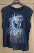 Ted Baker Black Teddy Bear T-Shirt Size 0 UK 6 Top Used