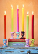 Hand Painted Candlestick Kashmiri designs 7.5cm tall various colours