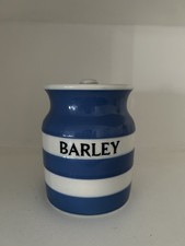 T G Green Original Cornishware BARLEY Storage Jar Black Shield Vintage blue