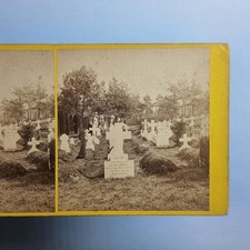 Bournemouth Dorset Stereoview C1870 Real Photo Cemetery Grave Of Arthur Dabis