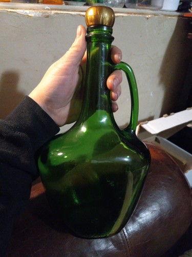 Green glass jug - glass, wine