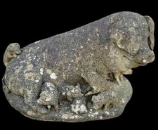 Vintage Weathered Stone Pig &