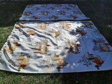 1 Pair Of White Patterned Vintage Curtains 60,s 222 X 155cm Per Curtain VGC