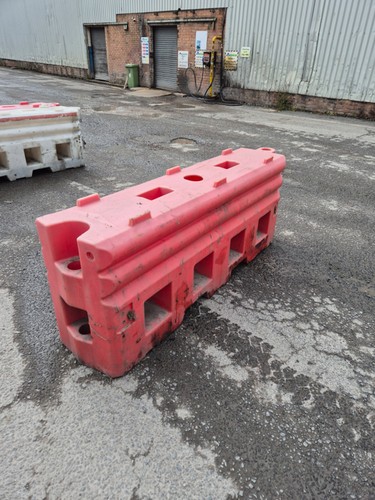 Plastic road barriers water - road, /