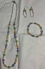 Mardi Gras Beaded Jewelry Set
