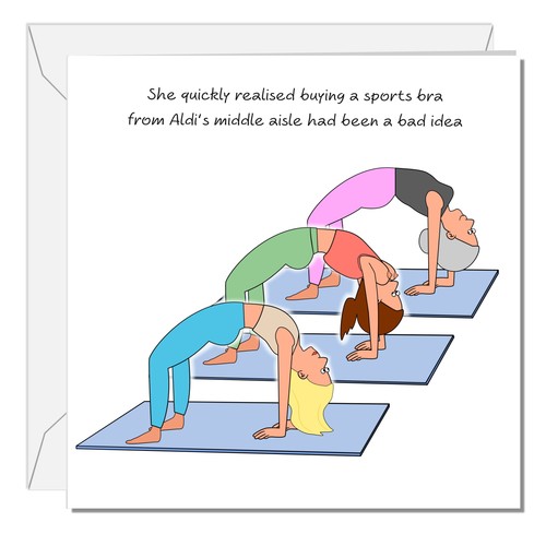 Funny yoga birthday card - funny,