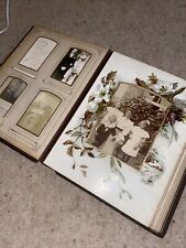 Vintage Victorian Leather Bound Photo Album 1891 With Photos