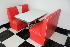 American Diner Furniture 50s Retro Nashville Table & Red Booth Seconds Set