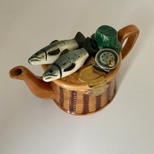 Richard Parrington Fishing Creel Teapot Excellent Condition
