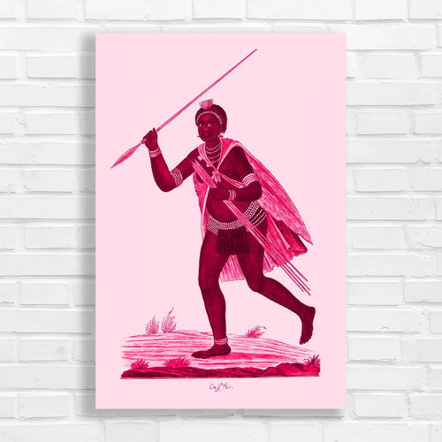 Tribal warrior with spear pink - tribal,
