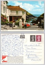c27199 Lugger Hotel Portloe Cornwall England John Hinde postcard 1972 stamp