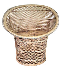 Rattan Wicker Chair Round Back MCM Full Size Conservatory Sun Room Seat 30" Tall