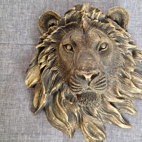 Gold black lion head - head, wall