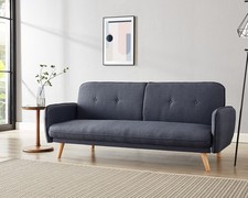3-Seater Charcoal Fabric Sofa