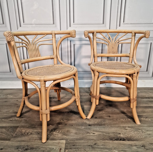 Pair vintage rattan - pair,