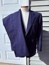 Vintage 1950s Men's Navy Wool 2 Button Suit 40/42 R Drop Loop Pants 30x31
