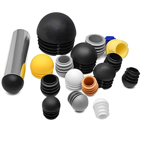 Round domed end caps - domed, ribbed