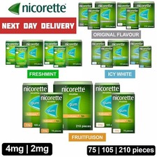 Nicorette Chewing Gum Original Fruitfusion IcyWhite 2mg 4mg 75 105 210 Pieces UK