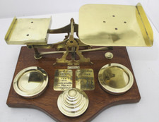 Antique Impressive Set Of STS Brass Post Office Parcel & Letter Scales Co.1900