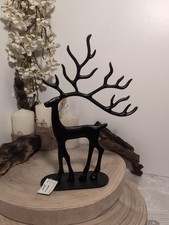 32cm Tall Black Metal Reindeer
