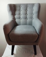 Kubrick Design Wingback Chair By MADE.COM Grey Curved Lines 60s Inspired Childs