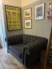 Chesterfield Loveseat small sofa In Grey Tweed Fabric From Marks & Spencer