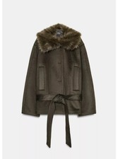 ZARA WOOL COAT WITH FAUX FUR