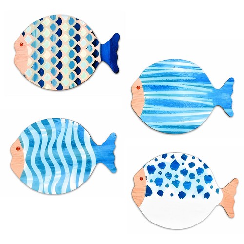 Merzio 4pcs wooden fish wall - merzio,