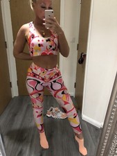 wendy gray handmade gym set yoga outfit M leggings crop top Spandex Running