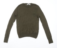 ZARA Women Green Crew Neck Wool Blend Pullover Jumper Size 12