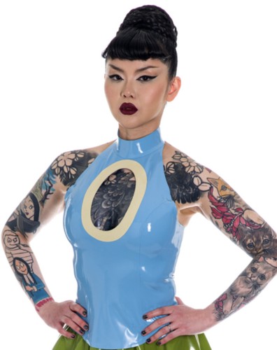 Latex peekaboo top jade green - latex,