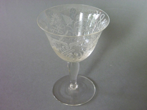 Vintage etched drinking glass - vintage,