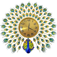 Peacock Wall Clock Retro Peacock Wall Watch Non Ticking for Home Office - 70cm