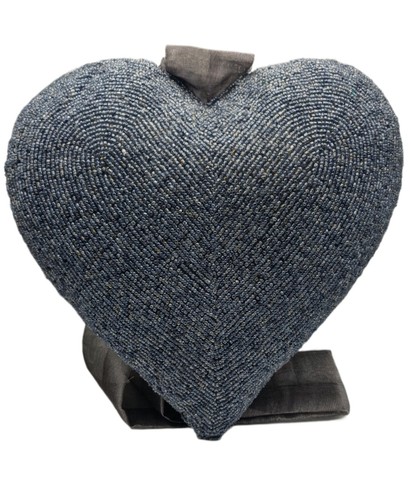 Handmade blue beaded heart - handmade,