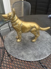 Large Heavy Alsation German Shepherd Brass Dog Ornament.