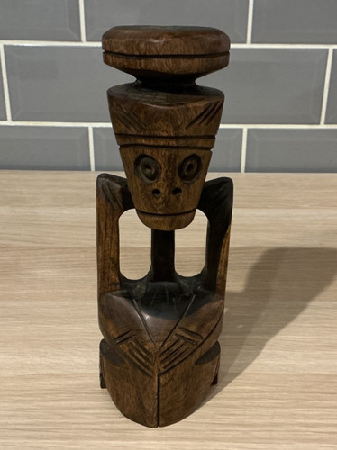 Carved wooden tiki deity - tiki,