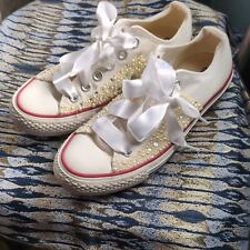 Converse White Gemmed and pearled  Size 6 Trainers. Brilliant For Weddings. 