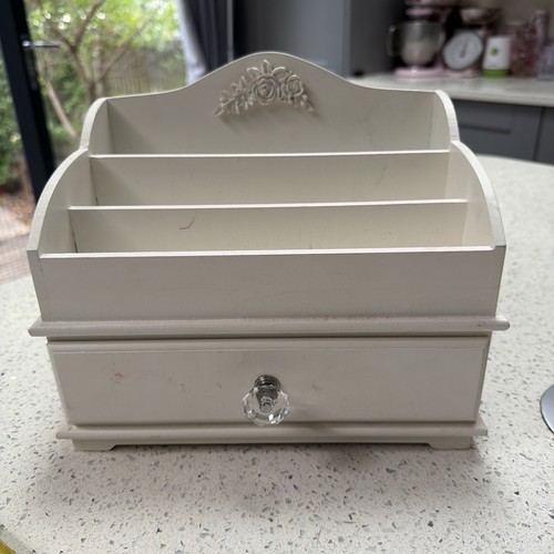 Shabby chic white wooden desk - shabby,