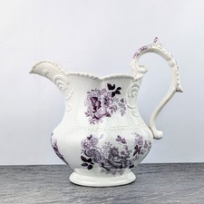 Antique Victorian Staffordshire English Pottery China Floral Jug Pitcher c1860