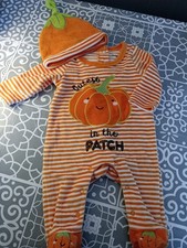 Baby Halloween Pumpkin Fleecy  Baby Grow Sleep Suit 0-3 Months
