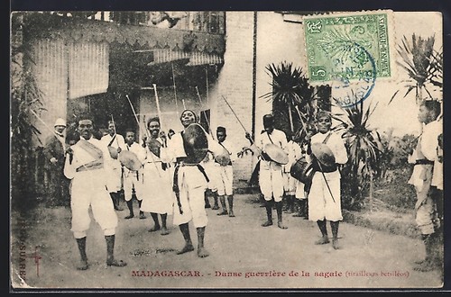 Old postcard madagascar dance - old, madagascar,