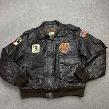 Leather Flying Jacket Adult X Large Brown Aviator Military Bomber Flight Men*