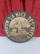 Vintage French Carved Wooden Plate "Embrun La Nice Des Alpes"