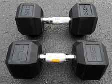 CAP Weider 35 lb Rubber Coated Steel Hex Dumbbells Barbells 70 lbs Set Home Gym