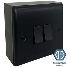 Matt Black Switches & Sockets with 32mm Black Surface Pattress Back Box